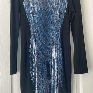 KAREN KANE NAVY BLUE SEQUINED DRESS